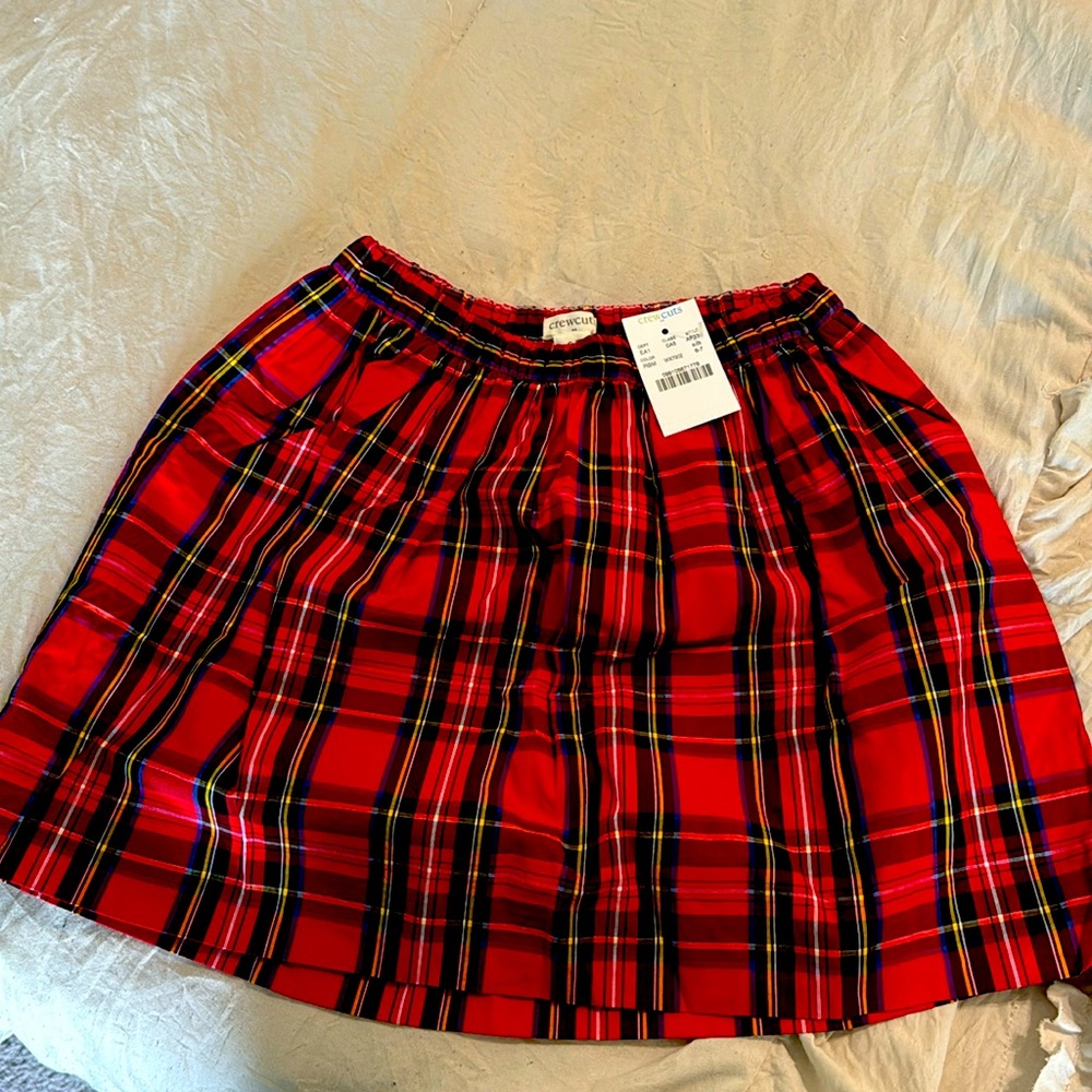 J. Crew Crewcuts Girls pull-on skirt in Holiday Tartan! NWT!  Size 6-7